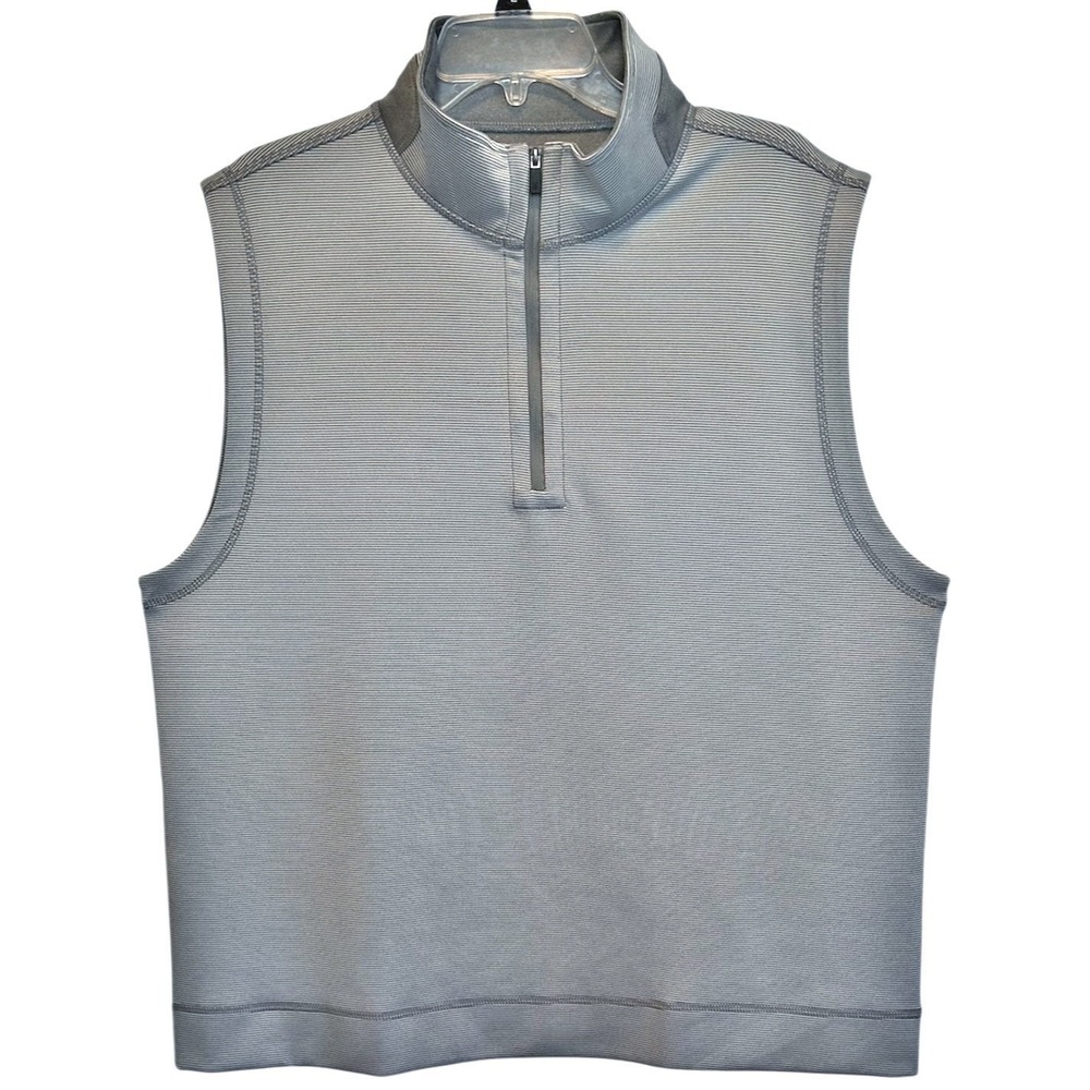 Hickey Freeman Quarter Zip Vest Men XL Gray Golf Performance Micro-Stripe Preppy